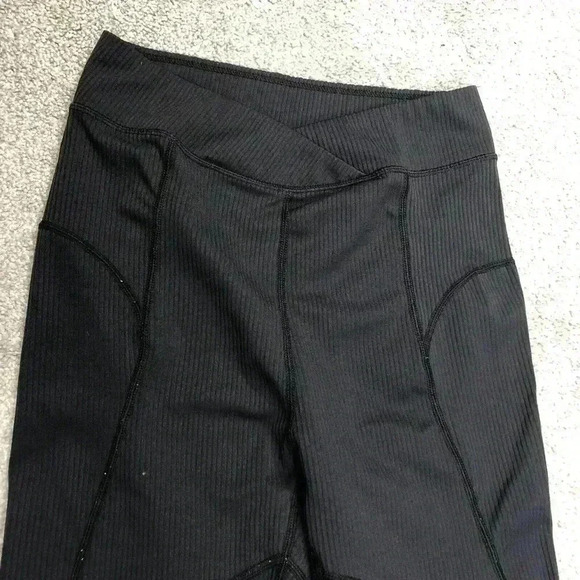 For The Love Of Lemons Leggings Black Color Ribbed Sz S - Picture 5 of 9